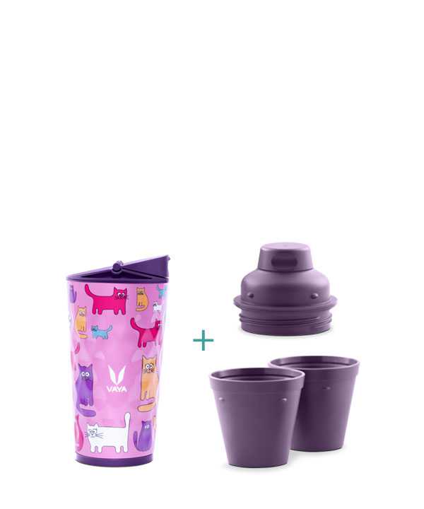 Vaya Drynk - 350 ml - Cats - (Sipper + Gulper Lid)