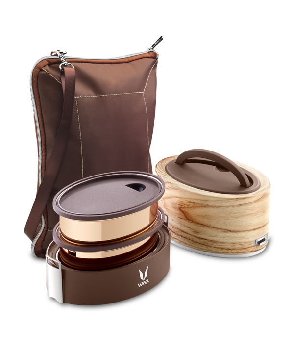 Tyffyn with Copper Finished Containers - 600 ml - Maple - with BagMat