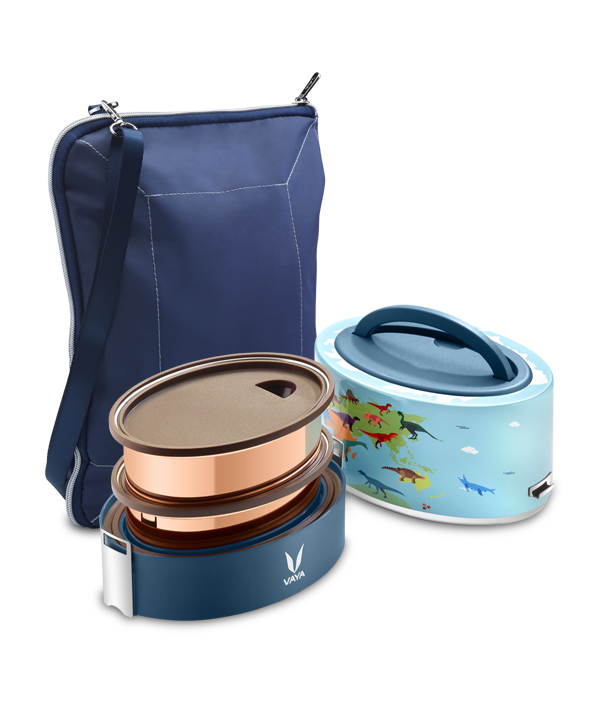 Tyffyn with Copper Finished Containers - 600 ml - Dino Map - with BagMat