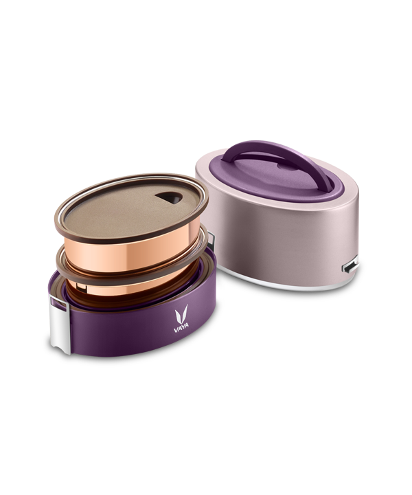 Tyffyn with Copper Finished Containers - 600 ml - Purple