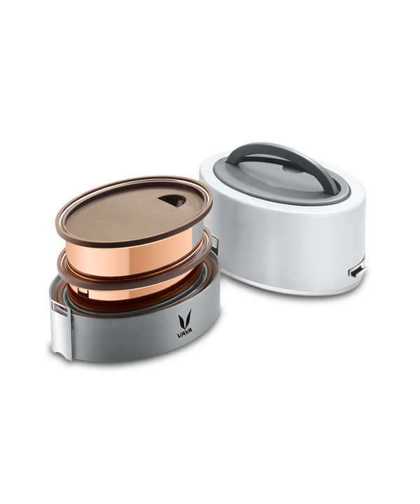 Tyffyn with Copper Finished Containers - 600 ml - White