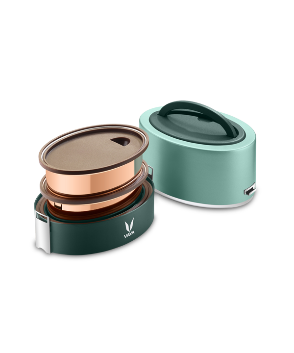 Tyffyn with Copper Finished Containers - 600 ml - Green