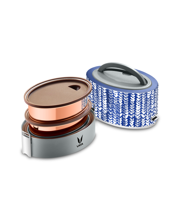 Tyffyn with Copper Finished Containers - 600 ml - Indigo