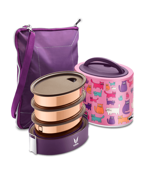 Tyffyn with Copper Finished Containers - 1000 ml - Cats - with BagMat