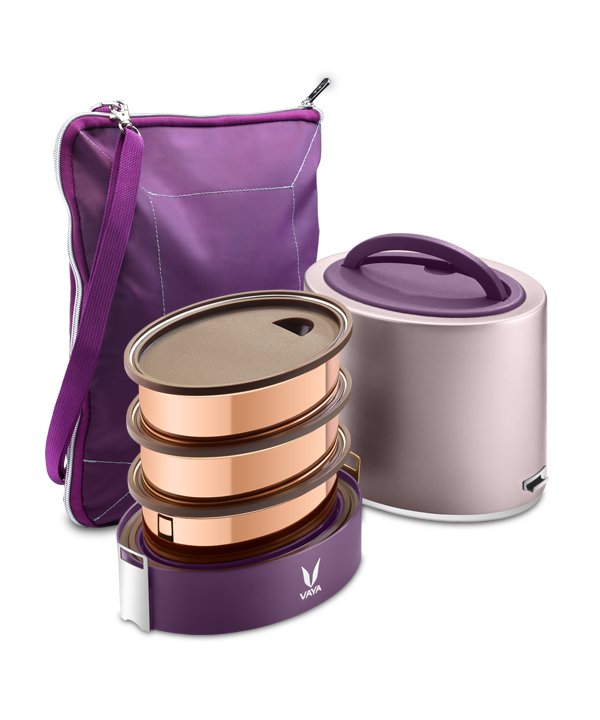 Tyffyn with Copper Finished Containers - 1000 ml - Purple - with BagMat