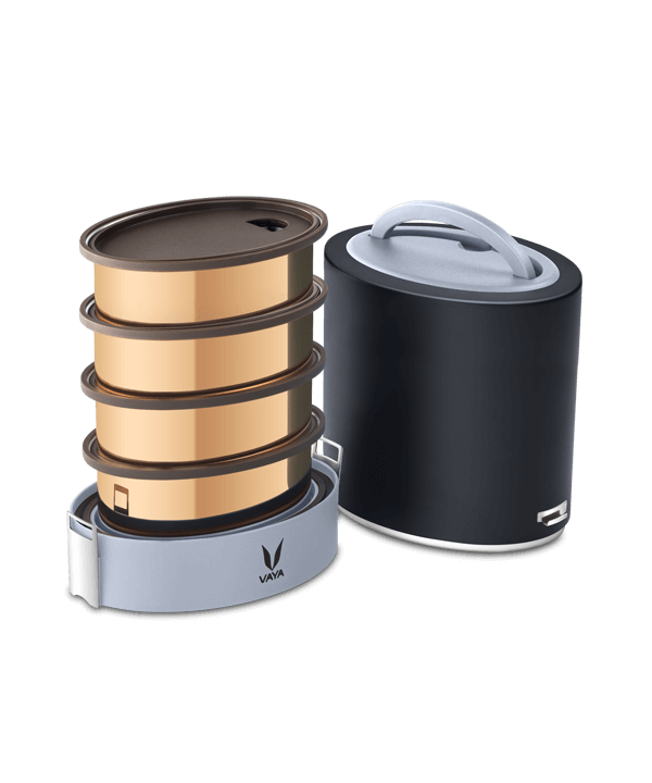 Tyffyn with Copper Finished Containers - 1300 ml - Black