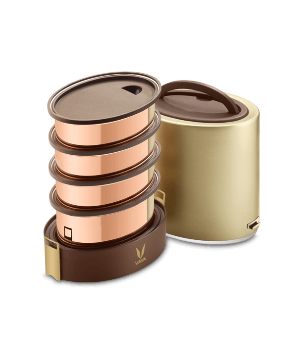 Tyffyn with Copper Finished Containers - 1300 ml - Gold