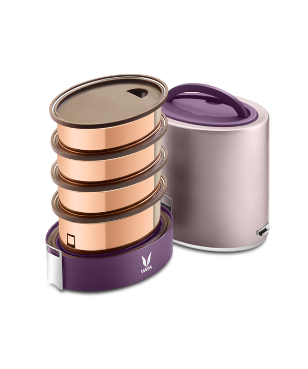 Tyffyn with Copper Finished Containers - 1300 ml - Purple