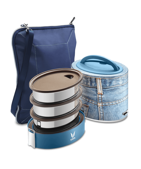 Tyffyn with Polished Containers - 1000 ml - Denim - with BagMat
